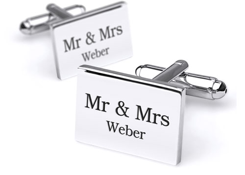 mr. en mrs. manchetknopen gepersonaliseerd