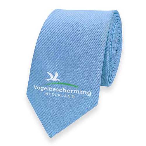 lichtblauwe stropdas met bedrukking logo