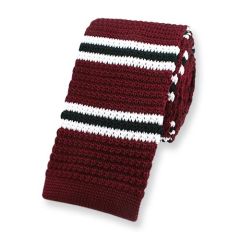 gestrickte Krawatte dunkelrot Streifen