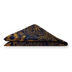 Einstecktuch marineblau ockergelb Blumen