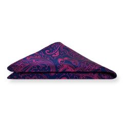 Einstecktuch Neon Rosa Marineblau Blumen