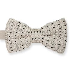 Gestrickte Fliege beige schwarz