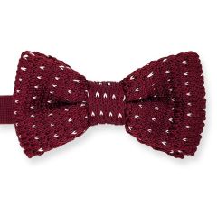 Gestrickte Fliege bordeaux weiss