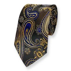 Krawatte gold dunkelblau Paisley