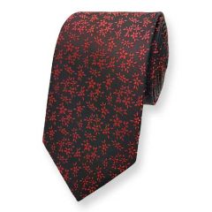 Krawatte schwarz rot Blumen