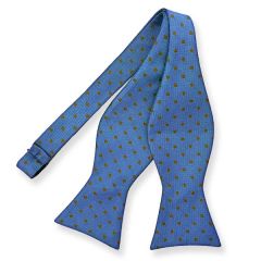 Querbinder himmelblau cognac gepunktet