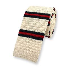 gestrickte Krawatte beige gestreift