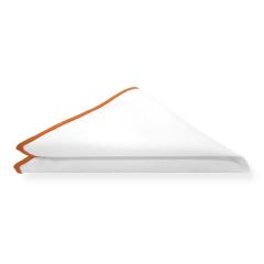 Einstecktuch weiß mit orangem Saum