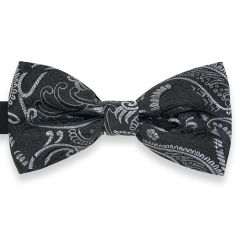 Herrenfliege paisley schwarz silber