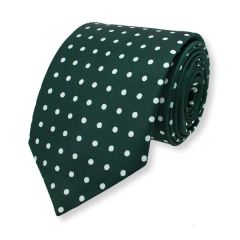 Krawatte Dunkelgrün weiß gepunktet