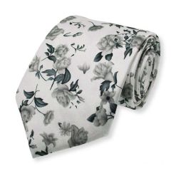 Krawatte Grau Blumen Seide