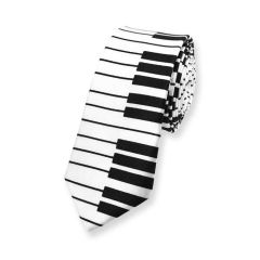 Klavier Krawatte weiß schwarz schmal
