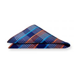 Einstecktuch blau orange kariert
